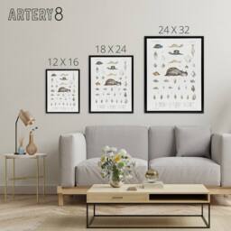 "Artery8 Snail varieties & shells Augustus Gould Framed Canvas Wall Art Print in White - Size: W12"" x H16""" - thumbnail 4