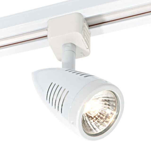 Loops Adjustable Ceiling Track Spotlight Gloss White Single GU10 Lamp Bulb Downlight - image 1
