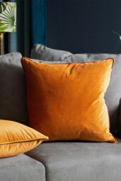 Furn Gemini Soft Velvet Double Piped Reversible Cushion in Orange - Size: 50 cm x 50 cm - thumbnail 5