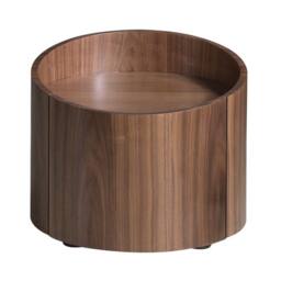 Angel Cerda Walnut Veneer Bedside Table with Black Steel Base and in Brown - thumbnail 2