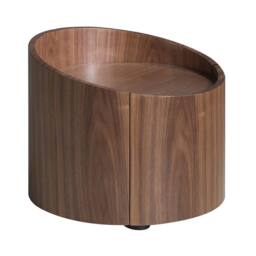 Angel Cerda Walnut Veneer Bedside Table with Black Steel Base and in Brown