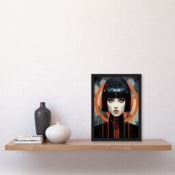 Artery8 Wall Art Print Blade Runner Style Bullseye Woman Futuristic Portrait Framed Art in Black - Size: A4 - thumbnail 4