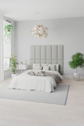 Aspire EasyMount Wall Mounted Upholstered Panels, Modular DIY Headboard in Pure Pastel Cotton Fabric (Pack of 4) in Rose - thumbnail 1