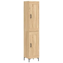 Berkfield Home Highboard Sonoma Oak 34.5x34x180 cm Engineered Wood in Brown - thumbnail 2