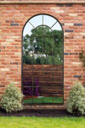 "MirrorOutlet Antique Black Framed Arched Window Garden Mirror 71""x33.5"" 180x85CM - Size: 1 Pack" - thumbnail 1