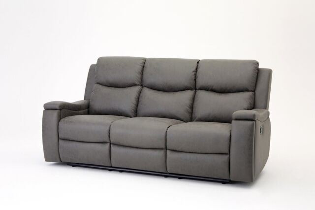 Home Detail Collins Air Leather 3 Seater Recliner Sofa in Grey - image 1