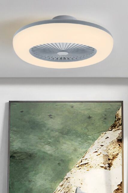 Living and Home Round Acrylic Ceiling Fan with LED Light in Grey - image 1