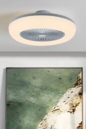 Living and Home Round Acrylic Ceiling Fan with LED Light in Grey - thumbnail 1