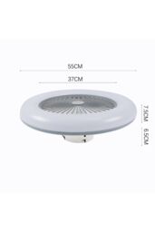 Living and Home Round Acrylic Ceiling Fan with LED Light in Grey - thumbnail 4