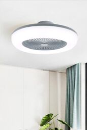 Living and Home Round Acrylic Ceiling Fan with LED Light in Grey - thumbnail 2