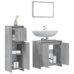 Berkfield Home 3 Piece Bathroom Furniture Set Grey Sonoma Engineered Wood - thumbnail 4