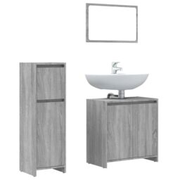 Berkfield Home 3 Piece Bathroom Furniture Set Grey Sonoma Engineered Wood - thumbnail 2
