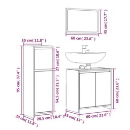 Berkfield Home 3 Piece Bathroom Furniture Set Grey Sonoma Engineered Wood - thumbnail 6