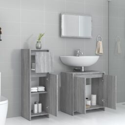 Berkfield Home 3 Piece Bathroom Furniture Set Grey Sonoma Engineered Wood - thumbnail 3