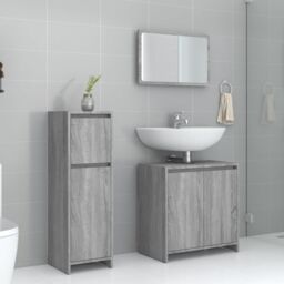 Berkfield Home 3 Piece Bathroom Furniture Set Grey Sonoma Engineered Wood - thumbnail 1