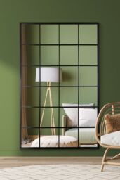 "MirrorOutlet The Fenestra Black Window Leaner / Wall Mirror 69"" X 43"" 174CM X 110CM - Size: 1 Pack" - thumbnail 1