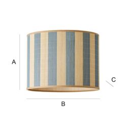 ValueLights Lori Blue Stripe Bamboo Drum Easy Fit Ceiling Lamp Shade with Bulb in Mid Blue - thumbnail 8