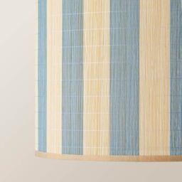 ValueLights Lori Blue Stripe Bamboo Drum Easy Fit Ceiling Lamp Shade with Bulb in Mid Blue - thumbnail 4