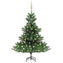 Berkfield Home Nordmann Fir Artificial Christmas Tree LED&Ball Set Green 180cm - thumbnail 1