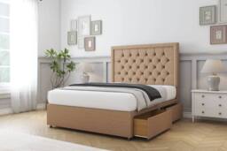 "Sloomy Amberley Naples Divan Bed Base 4 Drawers With 26"" Strutted Headboard & 12"" Matching Footboard in Navy - Size: Super King" - thumbnail 4