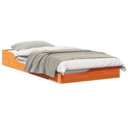 Berkfield Home Modern Floor Bed Frame Wax brown 75 x 190 cm Solid pine wood in Orange