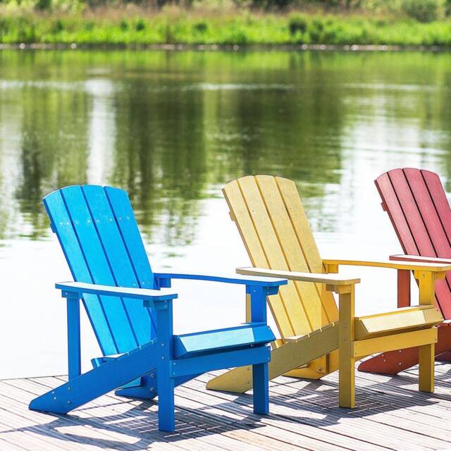 Wyld and Coco Blue Weatherproof Outdoor Lounger - Modern Plastic-Wood Chair - image 1