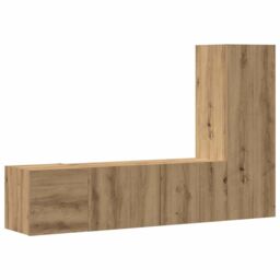 Berkfield Home Wall Mounted TV cabinets 3 pcs Artisan Oak Engineered Wood in Brown - thumbnail 2