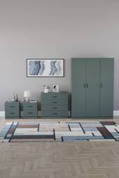 Home Discount Vida Designs 4Pc Bedroom Set 2xBedside, 4 Drawer Chest, 3 Dr Wardrobe in Green - thumbnail 4