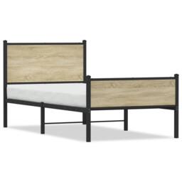 Berkfield Home Metal Bed Frame without Mattress Sonoma Oak 100x200 cm in Light Brown - thumbnail 1