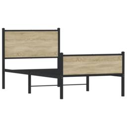 Berkfield Home Metal Bed Frame without Mattress Sonoma Oak 100x200 cm in Light Brown - thumbnail 3