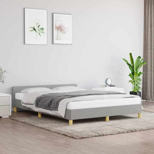 Berkfield Home Bed Frame with Headboard Light Grey 180x200cm Super King Fabric - image 1
