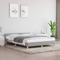 Berkfield Home Bed Frame with Headboard Light Grey 180x200cm Super King Fabric - thumbnail 1