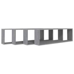 Berkfield Home Wall Cube Shelves 4 pcs Grey Sonoma 100x15x30 cm Engineered Wood - Size: 100 x 15 x 30 cm - thumbnail 3