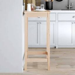 Berkfield Home Bar Table 50x50x110 cm Solid Wood Pine in Light Tan - Size: 50 x 50 x 110 cm - thumbnail 2