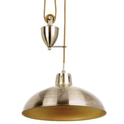 Loops Hanging Ceiling Pendant Light ADJUSTABLE HEIGHT Industrial Brass Rise Fall Drop in Metallics - thumbnail 1