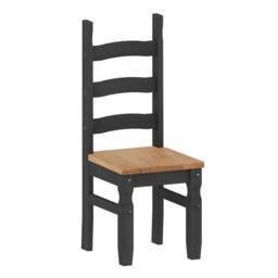 FORGEVIO Dining Chairs x 2 Charcoal Slat Back Mexican Solid Wooden Pine - thumbnail 5