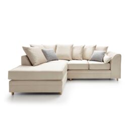 Abakus Direct Chicago Spill-Proof Velvet Left Hand Facing Corner Sofa in Cream - thumbnail 2