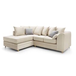 Abakus Direct Chicago Spill-Proof Velvet Left Hand Facing Corner Sofa in Cream - thumbnail 3