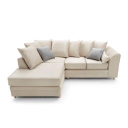 Abakus Direct Chicago Spill-Proof Velvet Left Hand Facing Corner Sofa in Cream - thumbnail 4