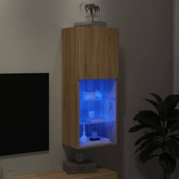 Berkfield Home TV Cabinet with LED Lights Sonoma Oak 40.5x30x102 cm in Light Tan - thumbnail 5