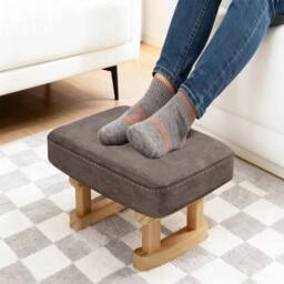 EONLION Wooden Small Footstool Footrest Pouffe Foot Stool in Grey - Size: 100 cm - thumbnail 3