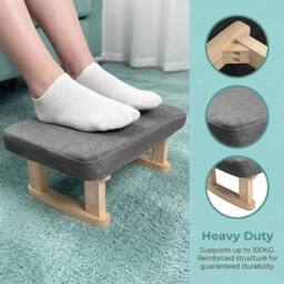EONLION Wooden Small Footstool Footrest Pouffe Foot Stool in Grey - Size: 100 cm - thumbnail 4