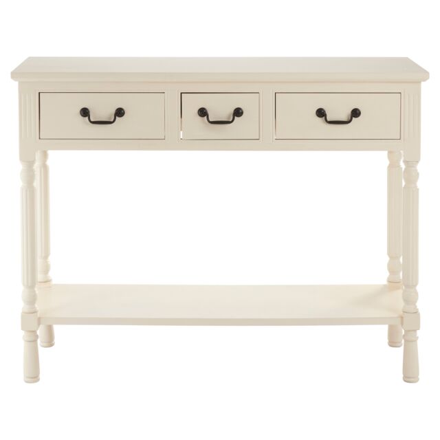 Orsina Versatile Design Three Drawer Black Console Table, Solid Pine Wood Hallway Table, Classic Console Table in White - image 1