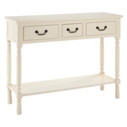 Orsina Versatile Design Three Drawer Black Console Table, Solid Pine Wood Hallway Table, Classic Console Table in White - thumbnail 2