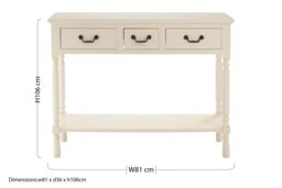 Orsina Versatile Design Three Drawer Black Console Table, Solid Pine Wood Hallway Table, Classic Console Table in White - thumbnail 5