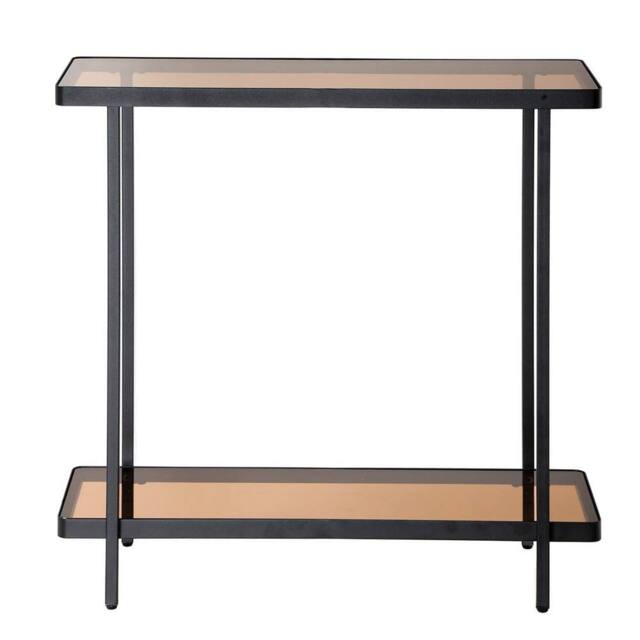 CALICOSY Console Table With Two Smoked Glass Shelves, 80 Cm Wide - ORA in Black - image 1