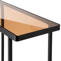 CALICOSY Console Table With Two Smoked Glass Shelves, 80 Cm Wide - ORA in Black - thumbnail 4