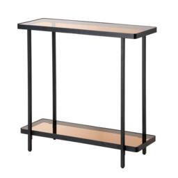 CALICOSY Console Table With Two Smoked Glass Shelves, 80 Cm Wide - ORA in Black - thumbnail 2