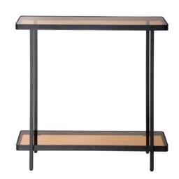 CALICOSY Console Table With Two Smoked Glass Shelves, 80 Cm Wide - ORA in Black
