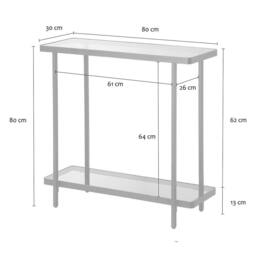 CALICOSY Console Table With Two Smoked Glass Shelves, 80 Cm Wide - ORA in Black - thumbnail 7